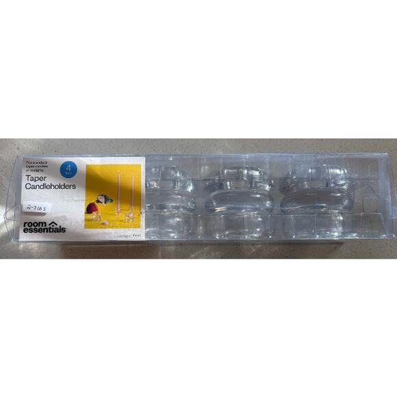 Brand New Glass Clear Bubble style taper candle holder 4 pack - Picture 2 of 2